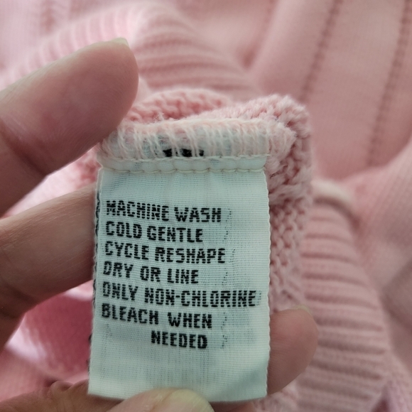 VTG Andrew St. John Baby Pink Crewneck Cable Knit Sweater Sz M Y2K Barbiecore - Picture 10 of 11